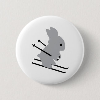 niedliches Skihäschen-Schneeskifahren Button