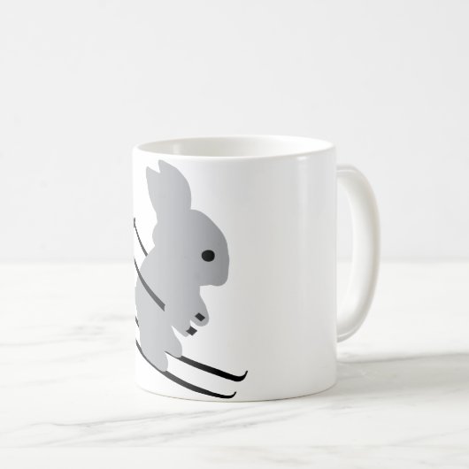 niedliches Skihäschen-Schneeskifahren Kaffeetasse (VorderseiteRechts)