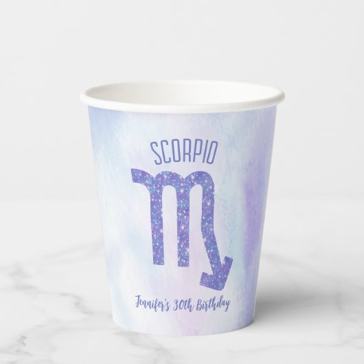 Niedliches Skorpio Astrologie Zeichen Lila Pappbecher (Rückseite)