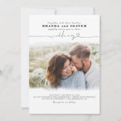 Niedliches Skript Elegantes Foto Overlay White Wed Einladung (Vorderseite)