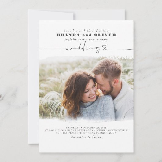 Niedliches Skript Elegantes Foto Overlay White Wed Einladung (Vorderseite)