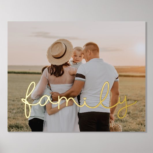 Niedliches Skript Familienbild Gold-Text-Overlay Foliendrucke (Vorderseite)