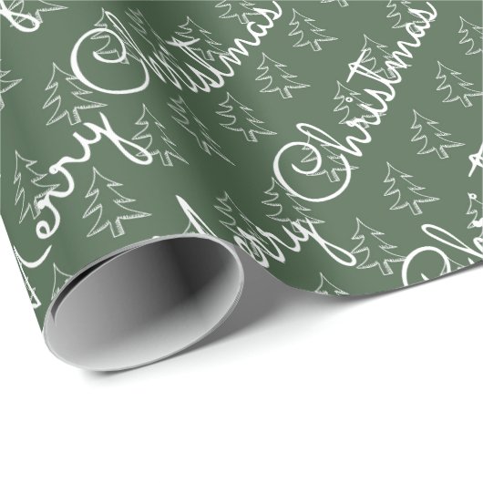 Niedliches Skript Frohe Weihnachts-Weihnachtsbaum  Geschenkpapier (Rolleneckpunkt)