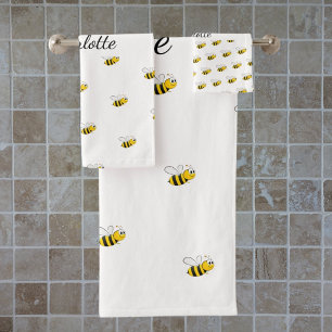 Niedliches Skript für den Namen von weißen Bienen Badhandtuch Set
