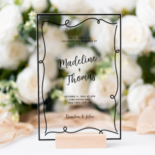 Niedliches Skript für die manuelle Hochzeit Acryleinladungen