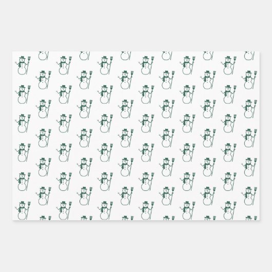Niedliches Skript für moderne Grüne Schneemannsbau Geschenkpapier Set (Vorderseite 3)
