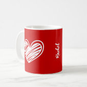 Niedliches Skript Moderne Elegante White Hearts Na Kaffeetasse (Vorderseite Links)