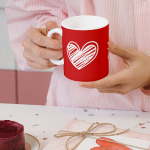 Niedliches Skript Moderne Elegante White Hearts Na Kaffeetasse