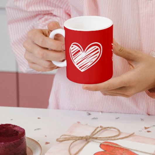 Niedliches Skript Moderne Elegante White Hearts Na Kaffeetasse