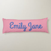 Niedliches Skript Rosa Blauer Personalisierter Nam Seitenschläferkissen (Rückseite)