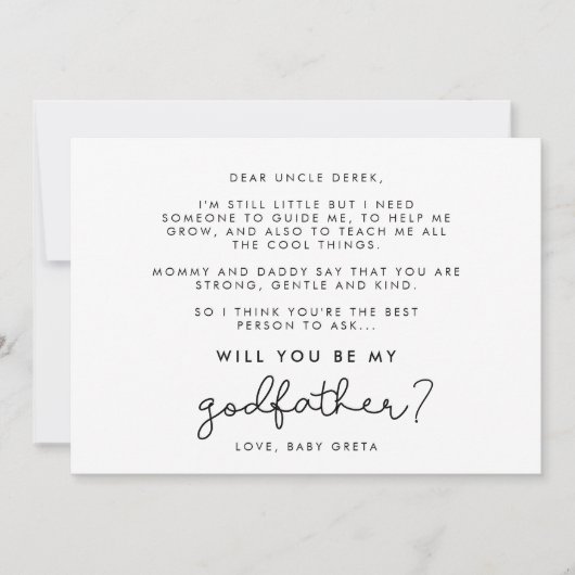 Niedliches Skript Werden Sie meine Pate-Karte Einladung (Vorderseite)