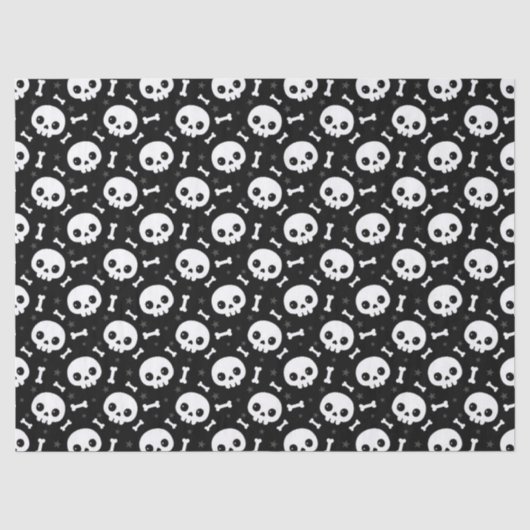 Niedliches Skull & Bones Halloween-Muster Seidenpapier (Vorderseite)