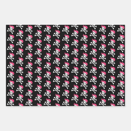 Niedliches Skull Crossbones Pattern Pirate Theme Geschenkpapier Set (Vorderseite 2)