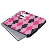Niedliches Skully und Raute Laptopschutzhülle (Vorne Knopf)