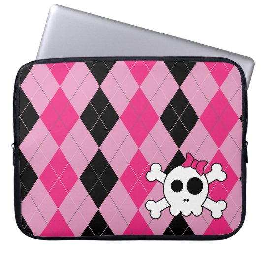 Niedliches Skully und Raute Laptopschutzhülle (Vorderseite)