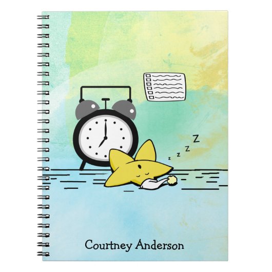 Niedliches Sleeping Star Personalisiertes Notebook Notizblock (Vorderseite)