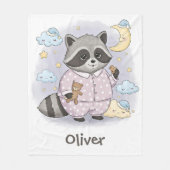 Niedliches Sleepy Raccoon mit Pajamas Fleecedecke (Vorderseite)