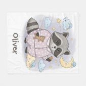 Niedliches Sleepy Raccoon mit Pajamas Fleecedecke (Vorderseite (Horizontal))
