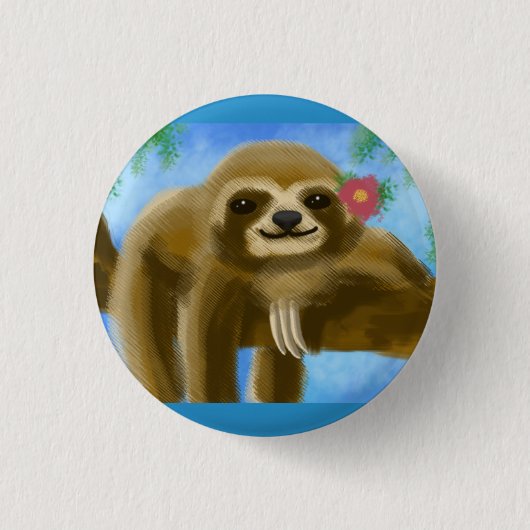Niedliches Sloth-Abzeichen Button (Vorderseite)