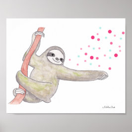 Niedliches Sloth Art Poster Fappy Fantastische Ber