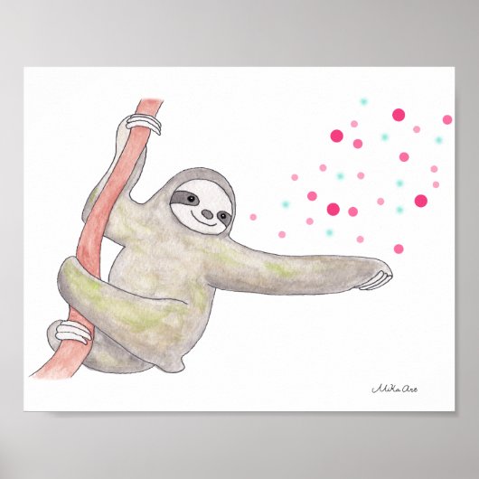 Niedliches Sloth Art Poster Fappy Fantastische Ber (Vorne)