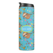 Niedliches Sloth Blue Muster | Vorlage hinzufügen Thermosbecher (Nach rechts gedreht)