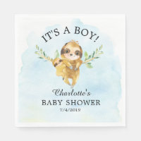 Niedliches Sloth Boy Babyduschpapier Napkins