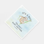 Niedliches Sloth Boy Babyduschpapier Napkins Serviette (Ecke)