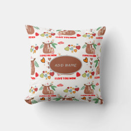 Niedliches Sloth Brown Muster I Liebe Ihr Mama Her Kissen