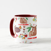 Niedliches Sloth Brown Muster I Liebe Ihr Mama Her Tasse (Vorderseite Links)