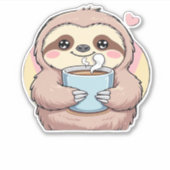 Niedliches Sloth Coffee Lover Shirt � von Co gespe Aufkleber (Vorderseite)