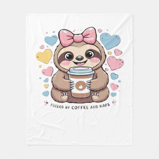 Niedliches Sloth Coffee Lover Shirt - Von Co gespe Fleecedecke (Vorderseite)