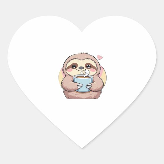 Niedliches Sloth Coffee Lover Shirt � von Co gespe Herz-Aufkleber (Vorderseite)