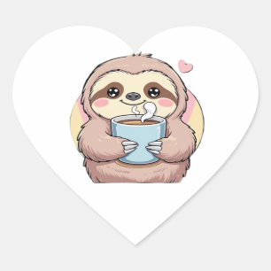 Niedliches Sloth Coffee Lover Shirt - Von Co gespe Herz-Aufkleber