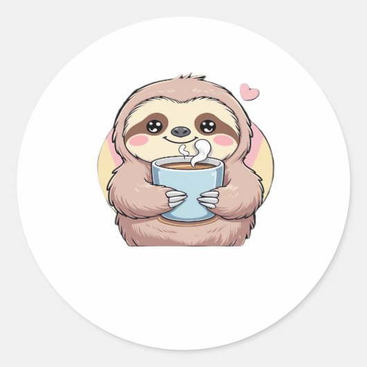 Niedliches Sloth Coffee Lover Shirt � von Co gespe Runder Aufkleber (Vorderseite)