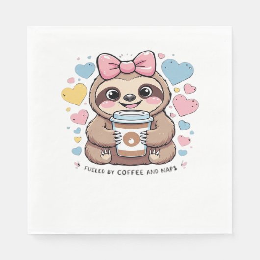 Niedliches Sloth Coffee Lover Shirt - Von Co gespe Serviette (Vorderseite)
