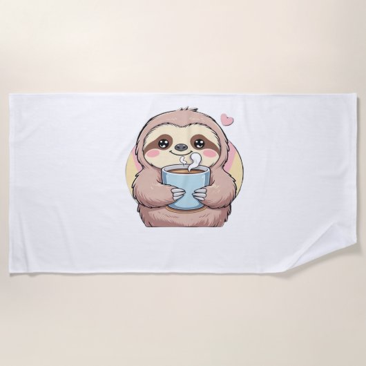 Niedliches Sloth Coffee Lover Shirt - Von Co gespe Strandtuch (Vorderseite)