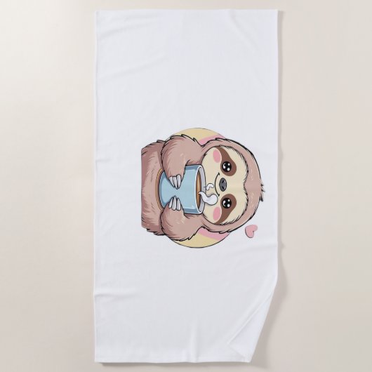Niedliches Sloth Coffee Lover Shirt - Von Co gespe Strandtuch (Vorderseite)