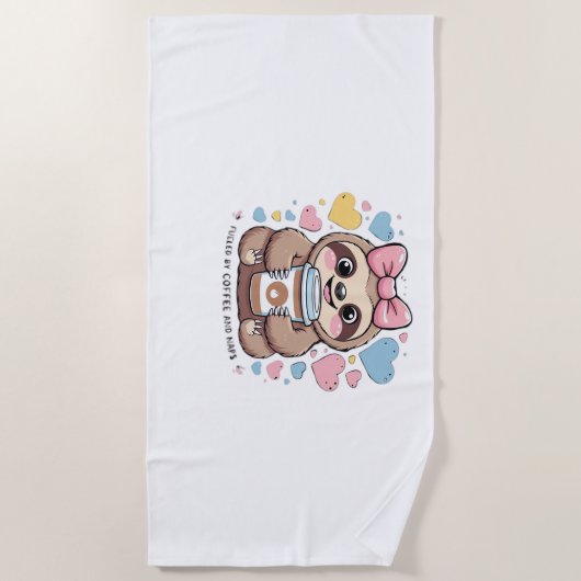 Niedliches Sloth Coffee Lover Shirt - Von Co gespe Strandtuch (Vorderseite)