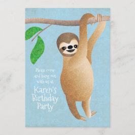 Niedliches Sloth-Geburtstags-Party hängen heraus Einladung