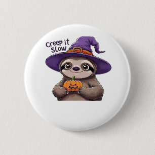 Niedliches Sloth HexenHalloween-Shirt - Creep It S Button