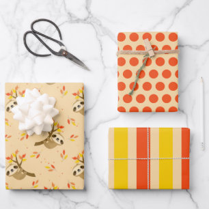 Niedliches Sloth in Tree Wrapping Paper Set Geschenkpapier Set