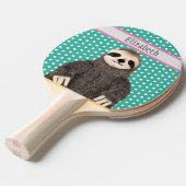 Niedliches Sloth Kids Blauer Name Tiermuster Tischtennis Schläger (Vorderseite)