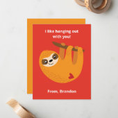 Niedliches Sloth Kids Valentinstag Mitteilungskarte (Vorderseite/Rückseite Beispiel)