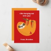 Niedliches Sloth Kids Valentinstag Mitteilungskarte (Vorderseite/Rückseite Beispiel)