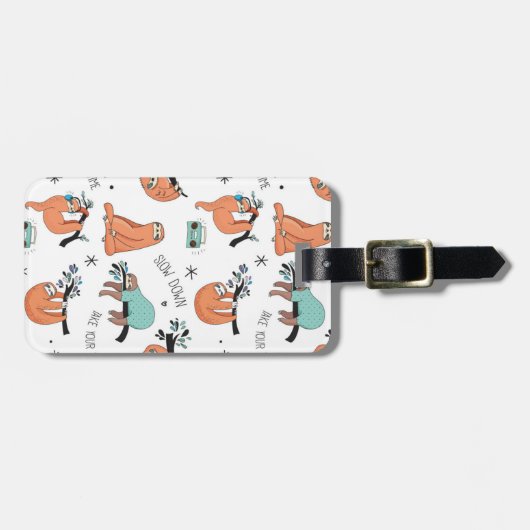 Niedliches Sloth-Muster Gepäckanhänger (Vorderseite horizontal)