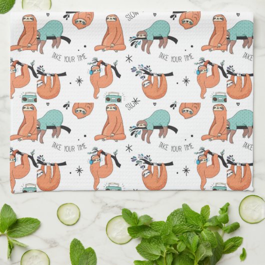 Niedliches Sloth-Muster Handtuch (Gefaltet)