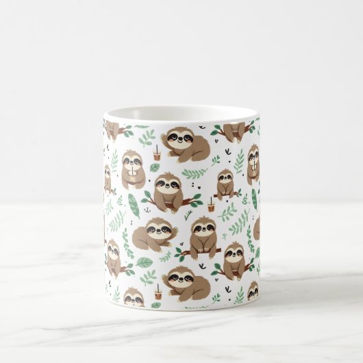 Niedliches Sloth-Muster Kaffeetasse (Mittel)