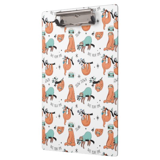 Niedliches Sloth-Muster Klemmbrett (Links)