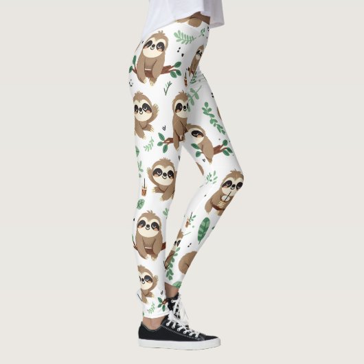 Niedliches Sloth-Muster Leggings (Rechts)